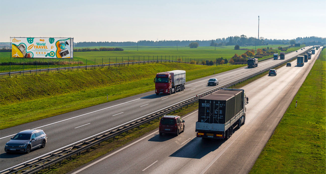 Przykład naszej reklamy wielkoformatowej na autostradzie A1