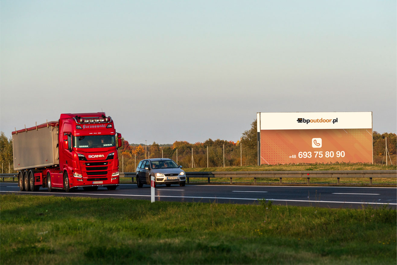 Przykład naszej reklamy wielkoformatowej na autostradzie A1