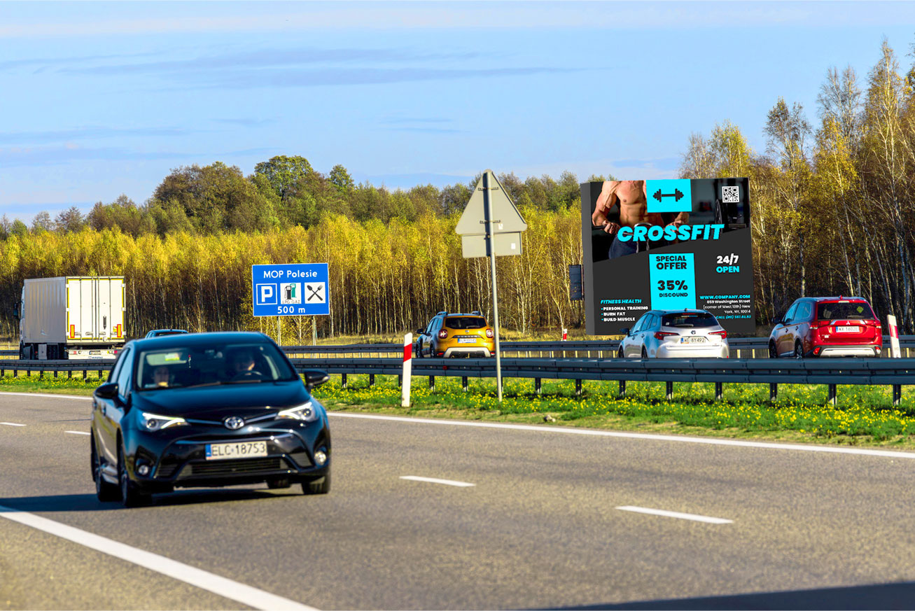 Przykład naszej reklamy wielkoformatowej na autostradzie A2